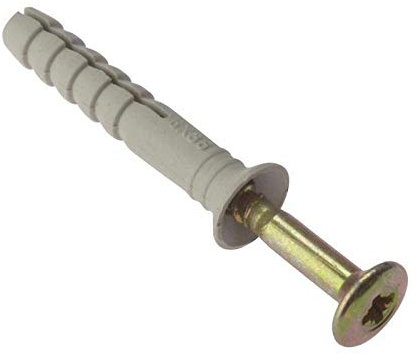 ForgeFix Hammer Fixings | M8 x 120mm | Nylon Plug, Zinc Yellow Passivated Screw | Bag 10