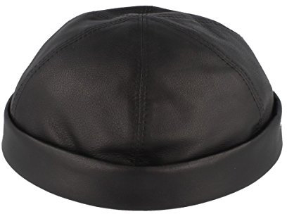 Bullani Docker-Cap | Docker-Mütze | Seemannsmütze aus 100% Leder – Made IN Germany – Schwarz - Gr- 59