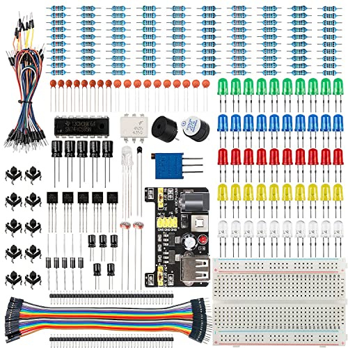 Smraza Basic Starter Kit with Breadboard, Power Supply, Jumper Wires, Resistors, LED, Compatible with Arduino R3, Mega2560, Nano, Raspberry Pi
