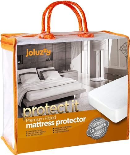 joluzzy Terry Cotton Mattress Protector 54″ x 80, Fitted Sheet Mattress Cover, 18 Deep Pocket - Waterproof, Breathable, Stretchable and Noiseless (Full XL)