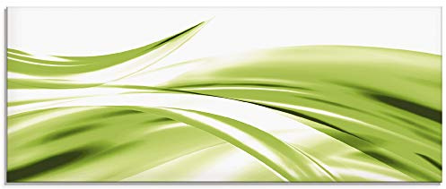 ARTland Wanddeko Glasbilder Wandbild Glas Bild einteilig 125x50 cm Querformat Moderne Kunst Abstrakt Modern Rauch Welle Grün T1EU