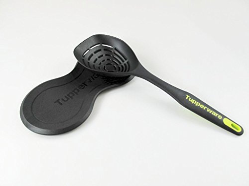 TUPPERWARE Griffbereit schwarz-gelb Servierlöffel + Kochlöffel Ablage schwarz P 23528