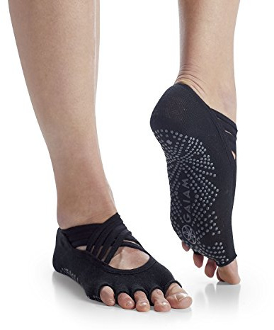 Gaiam Grippy Studio Yoga Socks for Extra Grip in Standard or Hot Yoga, Barre, Pilates, Ballet or at Home for Added Balance and Stability, Black, Small-Medium