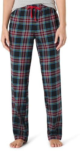 Amazon Essentials Damen Pyjamahose aus Flanell, Schwarz Karomuster, M