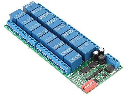 Jadeshay Relais Modul 12V DC 16-Kanal Relais Modul MODBUS RTU RS485 Relaismodulplatine SPS-Controller Serieller Port-Schalter