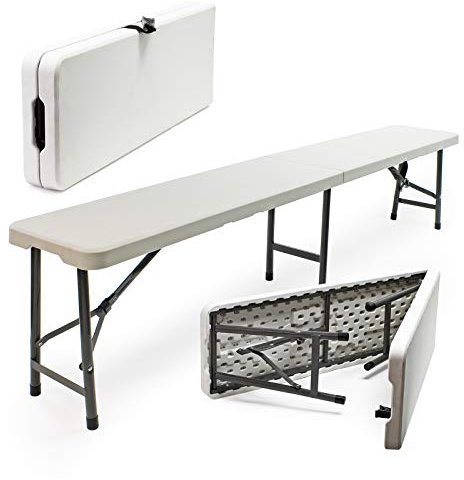 Wiltec Klappbank 180x30x43 cm Camping Sitzbank klappbar Campingbank Gartenbank Bierbank faltbar Sitzgruppe Sitzgarnitur Camping Tisch faltbar