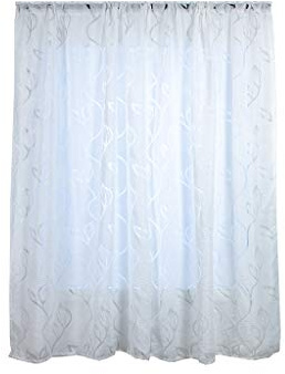Xmiral T黵vorhang Gardine Aush鰄len Durchscheinend Einfarbig scheibengardine Thermovorhang mit Stangenloch 2er pro Pack(Wei?100 x 200 cm)