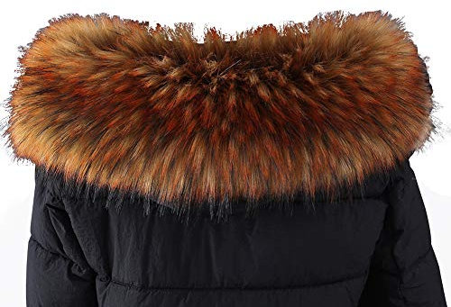 Amorar Damen Fauxpelzkragen Pelzschal Pelz Winter Warmer Schal Pashminas Pelzkragen Hood Kragen Wrap Waschbär Fuchs Kunstpelz Kapuze Edges Fellkragen für Wintermantel mit Knöpfen Karamell