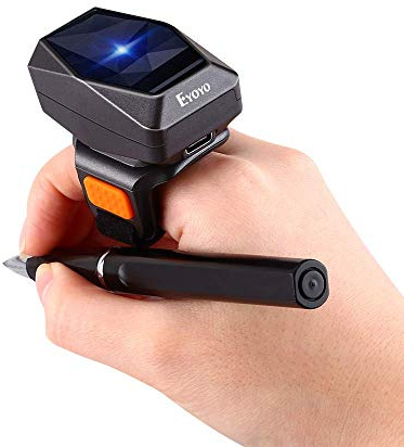 Eyoyo 2D Finger Ring Barcode Scanner, Mini Wearable 3-in-1 USB Wired & 2.4G Wireless & Bluetooth Scanner, Image 1D QR Bar Code Reader PDF417 Data Matrix Screen Scan Compatible with iPad, Phone, PC