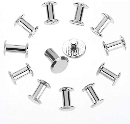Lang Silber Chicago Bindung Schrauben Nägel Nieten Kreuz Kopf Knopf Nieten Knopf Rund Flachkopf Nieten Schrauben für DIY Leder Dekoration, Buchbinderei, Fotoalbum Bindung - Silbern, 10mm x 15mm