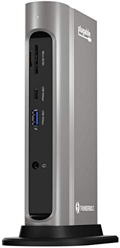 Plugable USB-C Dock 14-in-1 with Thunderbolt 3 Certification, Up To 96W Charging, Dual Monitor - Compatible with Mac and Windows, 2X DisplayPort and HDMI 2.0, 7X USB, Ethernet, Audio, Micro SD/SD