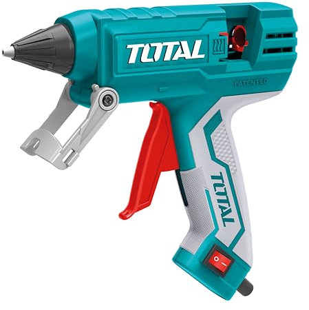 TOTAL - Pistola per colla per cavo con potenza di 220 W | Riscaldamento in 3 minuti | Diametro 11,2 mm | Ideale per artigianato | Include 8 barre di colla