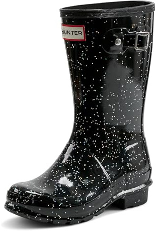 Hunter Unisex barns ursprungliga jätteglitterstövlar Wellington båtsko, Svart, 37 EU