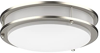 DYMOND LED Ceiling Light Fixture Flush Mount 4000K Natural Daylight Dimmable Surface Mount Brushed Nickel Ceiling Lamp for Kitchen, Hallway, Bathroom, Bedroom, Closet (12 Inch)