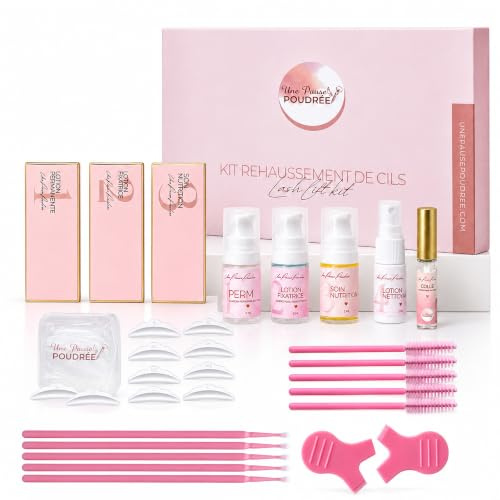 Une Pause Poudrée Kit Rehaussement de Cils Lash Lift Professionnel | Kit Semi Permanent Complet avec Colle & Pads et Micro-brosses | Résultat Naturel Durable Jusqu'à 2 Mois | 10 à 15 Poses