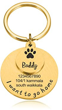 Pet ID Tags Custom Tag Dog Accessories Personalized Necklace Engraved Dog Cat Name Tags Pet Collar Id Tags Engraving,Gold