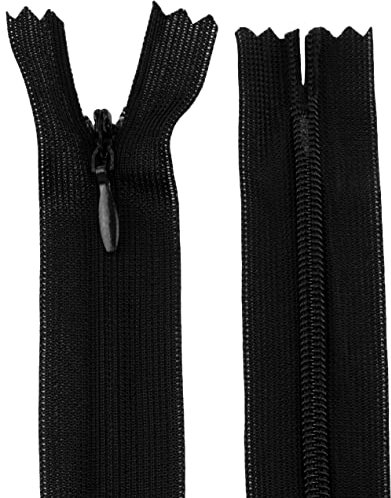 Aerzetix - C61903 - Set di 10 Cerniere Invisibili 60cm Non separabili - Cerniera Lampo - Colore Nero - pelletteria Jeans Pantaloni Vestito Gonna Abbigliamento Cucito