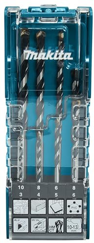 Makita E-15855 Multibohrer-Set 8-teilig in Aufbewahrungsbox, für Stein, Metall, Holz, Kunststoff, Weichfliesen, Aluminium uvm., Ø 3-10 mm, Rundschaft