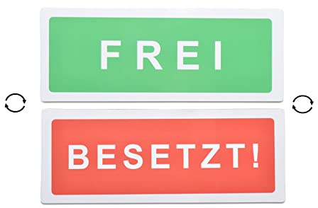 FREI/BESETZT-Schild - PVC Magnet-Wendeschild 13 x 5cm - Wasserabweisend, günstig & raffiniert - Inkl. 3M-Metallbasis: Diese auf Wand/Tür etc aufkleben: Schnell & einfach den Raumstatus ändern