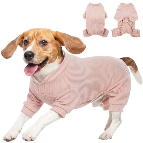 Leichter Hunde Body, Hundepyjama dünn, Unterzieh-Overall für Zuhause, Hunde Overall Sommer, atmungsaktiv Hundeoverall Fellschutz, Vierbeiner Schlaf- & Hausanzug, Rosa XXL