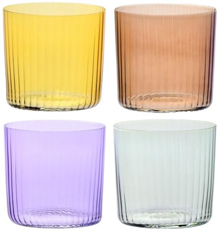Krosno 4er-Set Wassergläser für Fruchtsaft und Apfelwein – 350 ml – Dekorative Kollektion – Bleifreies Kristallglas – Ideal für Zuhause, Restaurants und Partys – Spülmaschinenfest