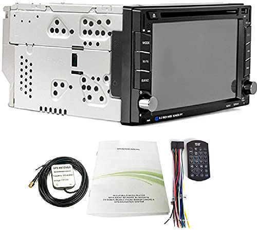 Riloer Doppio lettore DVD portatile per auto, con touchscreen digitale HD da 6,2 pollici, antenna stereo, Bluetooth integrato, microfono, chiamate in vivavoce, navigazione GPS