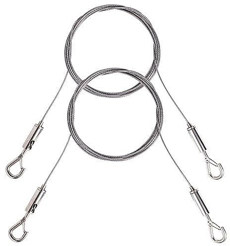 2stk Aufhängedraht Bilder, 2mx1,5mm Doppelhaken Verstellbar Foto-Aufhängedraht Edelstahl Bilder-Aufhängewerkzeuge zum Aufhängen von Spiegeln Fotos Rahmen Hält Bis zu 30kg