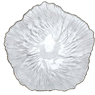 soulnioi Glass Fruit Plate, Flower Shape Crystal Dinner Plate, Snack Dessert Plate Serving Tray Decorative Plate for Wedding Party Office - Clear White