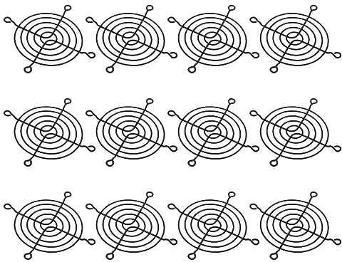 PATIKIL 80 mm fläktfingergrill, 12-pack metall grillskyddsfläkt skyddande skydd för 80 x 80 mm avgasfläktar för utrustning dator gör-det-själv, svart
