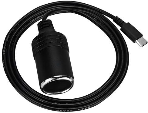 12 V USB Typ-C Stecker auf Auto-Zigaretten Adapter Buchse PD Stromkabel, funktioniert mit 45 W ~ 65 W PD USB C Ladegerät, für Dashcam, GPS, Auto-LED-Lichtstreifen
