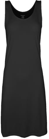 BestSale247 Vestido interior para mujer con tirantes anchos, corto, aprox. 90 cm o largo aprox. 120 cm – enaguas camisón, Negro Largo, S-M