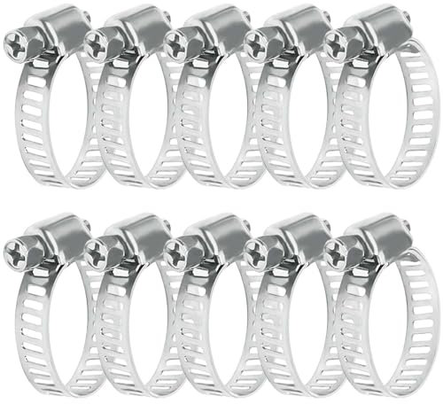 Fascette stringitubo in acciaio inossidabile da 10 pezzi, clip Jubilee regolabili da 16-25 mm Tubi con trasmissione a vite senza fine Fascette fascette per lavatrice Tubo di scarico Lavatrice