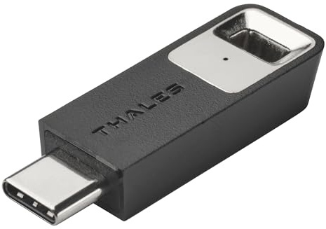 Thales – Clé de Sécurité SafeNet eToken FIDO – USB-C – Résistante aux Attaques de Hameçonnage - Authentification sans Mot de Passe pour Les Applications Web, Ordinateurs Portables et de Bureau - 1