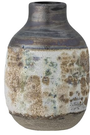 Bloomingville Crina Collection – Gemütliches Thema, handgefertigte braune Steingut-Vase mit einzigartiger, reaktiver Glasur, für rustikale Heimdekoration, ideal für Blumen, D11 x H16 cm, 82057653