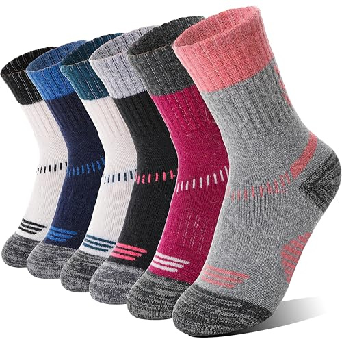 ANTSANG Kinder Merino Wolle Wandersocken Jungen Mädchen Kleinkinder Thermo Warme Winter Dicke Polsterung Schnee Ski Crew Socken Strümpfe(Kreativer Farbenmix,29-34)