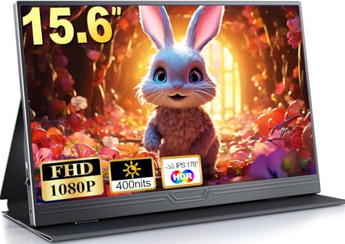 MOMODS Monitor Portatile, Schermo Portatile 15,6 pollici 1080P FHD FreeSync, Portable Monitor con Mini HDMI USB-C, per Laptop PC PS5