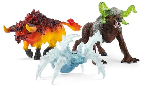 Schleich Eldrador Creatures 3-teiliges Monster Toys Geschenkset inklusive Rock Beast, Ice Spider & Fire Bull Actionfiguren