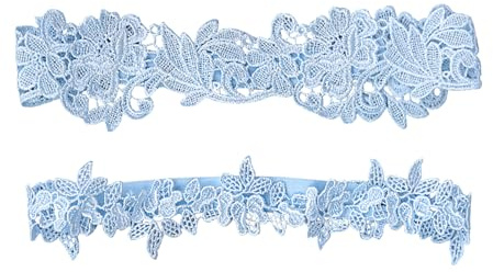 Ycfish 2PCS Wedding Garter Accessories Lace Bridal Garter Sets Bridal Floral Lace Elastic Foot Decor Light Blue