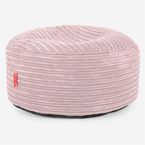 Lounge Pug Großer runder Fußhocker Pouf, Sitzpouf, Sitzsack Hocker Groß, Cord Rosa