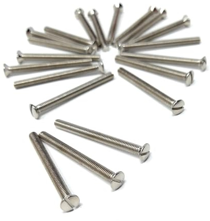 20pcs. M3.5 Slotted Raised Countersunk Electrical Socket, Faceplate, Surface, Light Switch Screws, Nickel Plated (20pcs, 3.5mm x 40mm)