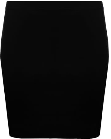 Womens Plain Bodycon Stretch Short MINI Office Pencil Ladies Skirt Plus Size (UK, Alpha, L, Regular, Regular, Black)