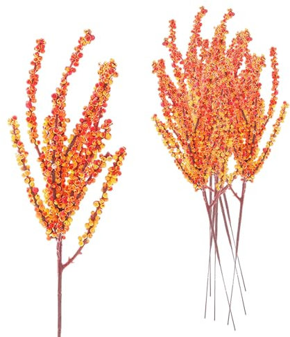 belupai 10 Stück Künstliche Beerenstiele, 31,9 cm, Weihnachtsbeeren-Picks, Künstliche Stechpalmen-Beerenzweige, Weihnachtsschaum-Beeren-Picks für Weihnachtsbaum, Basteln, (C)