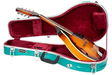 Crossrock ABS Mandolin Case for A-Style | Mint Blue Matte Finish, Security Lock, Backpack Straps, Metal Feet – Scratch-Resistant Hard Shell - Mint Blue(CRA862MAMB)