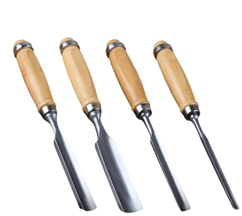 Gubia para tallar madera, Cinceles para tallar madera,Gubia ergonómica para tallar madera | 4X Herramientas de Carpintero Resistentes al Desgaste, Juego de Herramientas Profesionales para Tallar