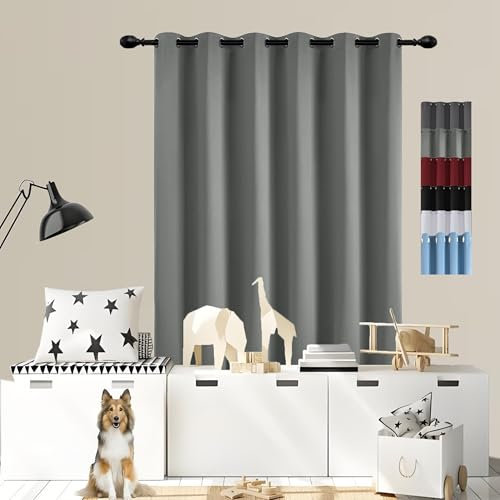 GOUSUN Verdunklungsvorhänge 1Er Set 125 x 160 cm Doppellagige Thermovorhang Warm Thermovorhang mit Ösen Thermovorhang Gegen Kälte für Schlafzimmer, Hellgrau