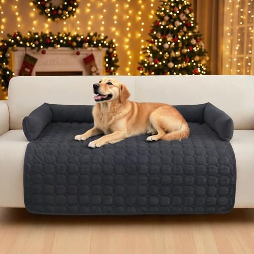 OKYUK Premium Hundebett - Sofaschutz für Haustiere, handgefertigtes und waschbares Hundekissen, Flauschige Hundematte für alle Größen (Kord Kunkelgrau, 90 x 90CM)