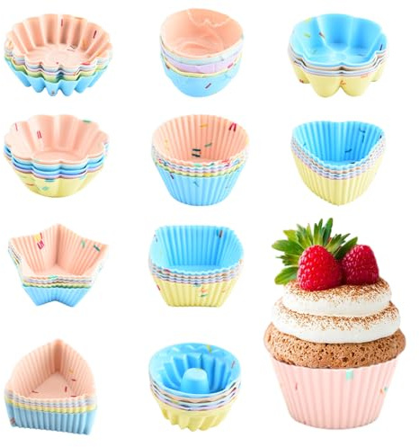 Sctmda Muffinform Silikon 30 Stück 10 Typen Formen Silikonformen Muffins Silikon Muffinförmchen Wiederverwendbare Backformen Muffin Backformen Cupcake Formen für Kuchen und Pudding