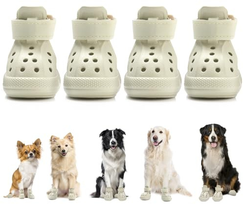 SlowTon Hundeschuhe für heiße Bürgersteige, atmungsaktive, rutschfeste Hundesandalen mit reflektierenden Streifen, einfaches An- und Ausziehen, leicht zu reinigende Sommerschuhchen für Haustiere