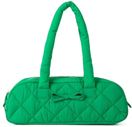 Sehuby Élégant sac à bandoulière d'automne avec nœud papillon doux matelassé motif carreaux style pain sac à main rembourré sac à main matelassé