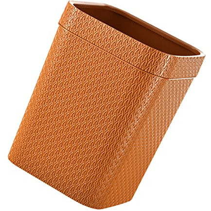 Cabilock Seau de rangement en rotin bureau à domicile corbeille à papier en osier corbeille rustique poubelle tissée poubelle de bureau peut conteneur à déchets Plastique Orange